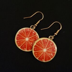 NWOT Gold Citrus Fruit Earrings